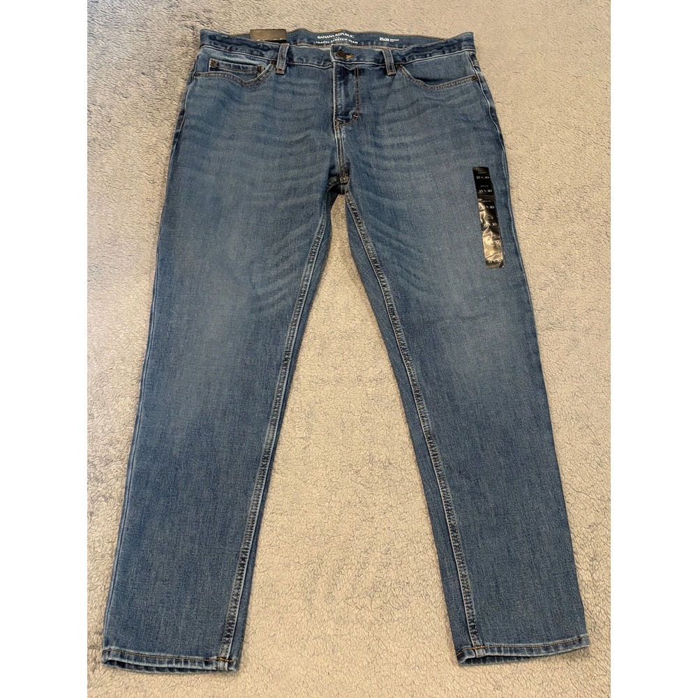 Banana Republic Travel Stretch Jeans Mens 35x30 Skinny Fit Blue Med Wash Denim